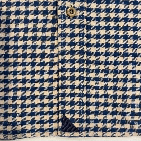 New UNTUCKit Cerasuolo Flannel Shirt Mens XL Navy Blue Khaki Checks Cotton Fall - Picture 2 of 5